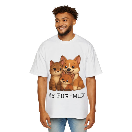 Men's Oversized T-Shirt – "My Fur-mily" Pet Lover Graphic Tee