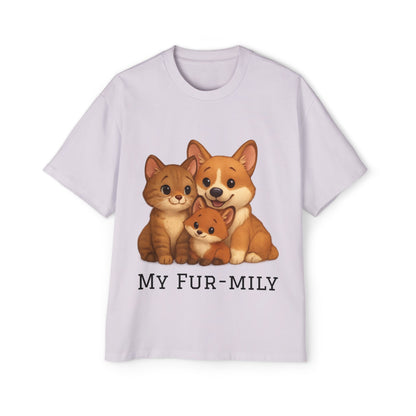 Men's Oversized T-Shirt – "My Fur-mily" Pet Lover Graphic Tee