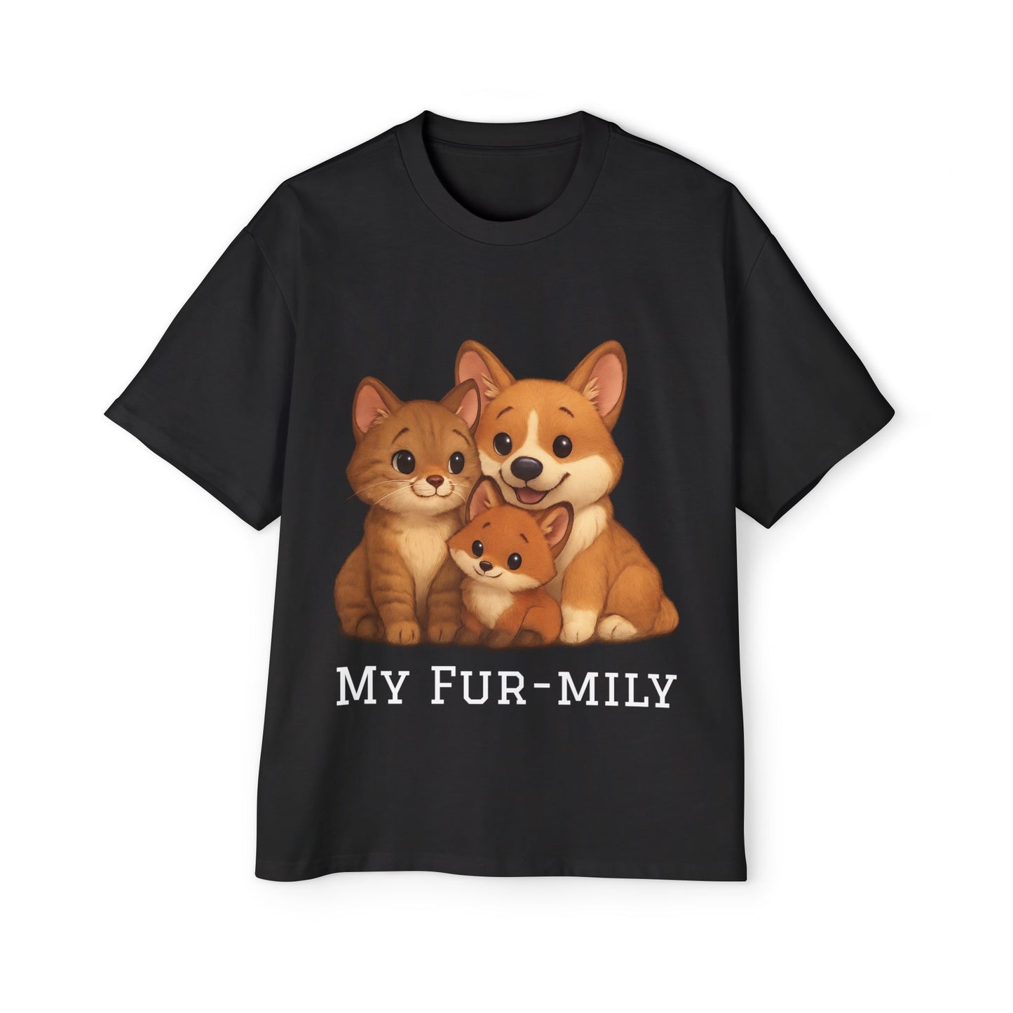 Men's Oversized T-Shirt – "My Fur-mily" Pet Lover Graphic Tee
