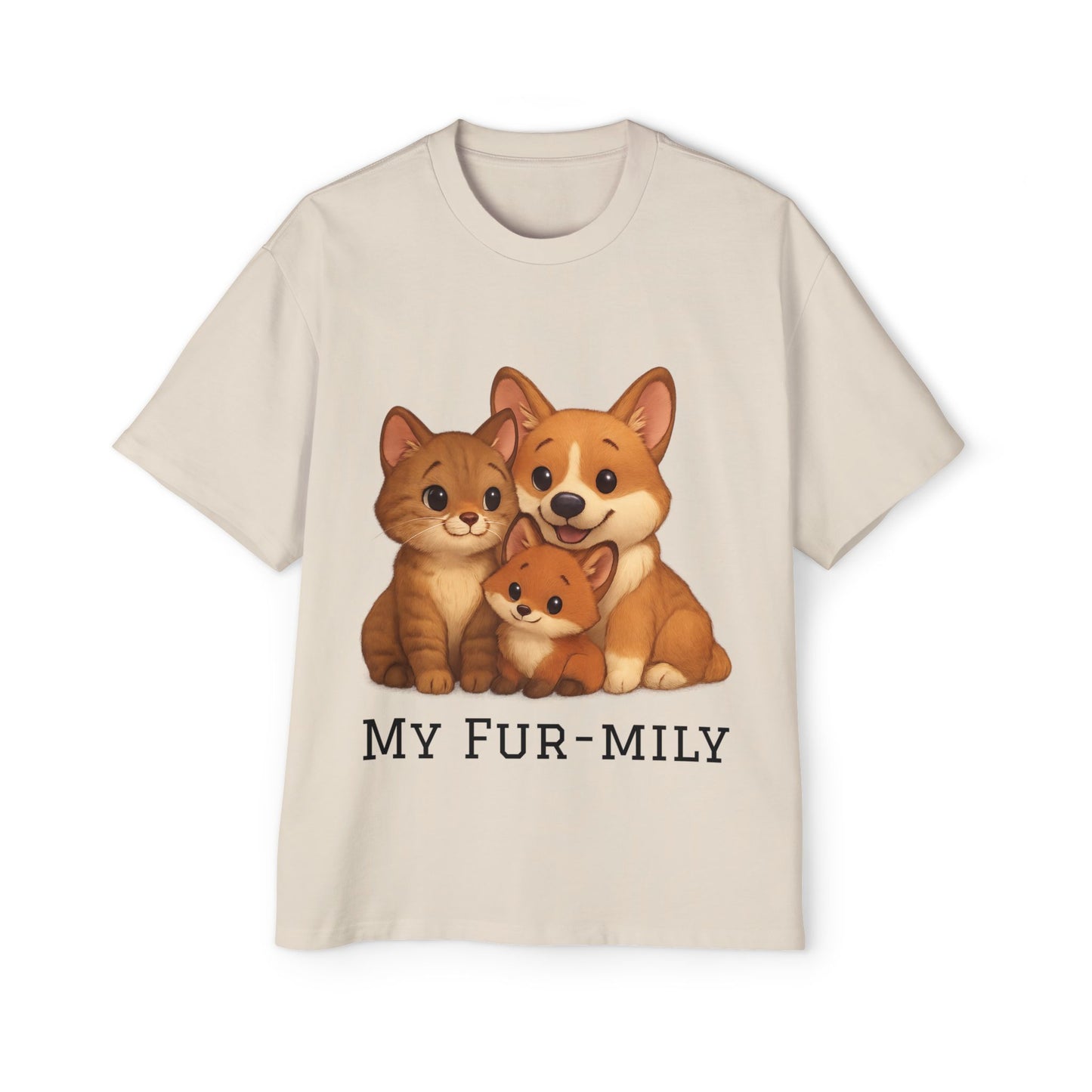 Men's Oversized T-Shirt – "My Fur-mily" Pet Lover Graphic Tee