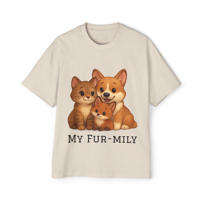 Men's Oversized T-Shirt – "My Fur-mily" Pet Lover Graphic Tee