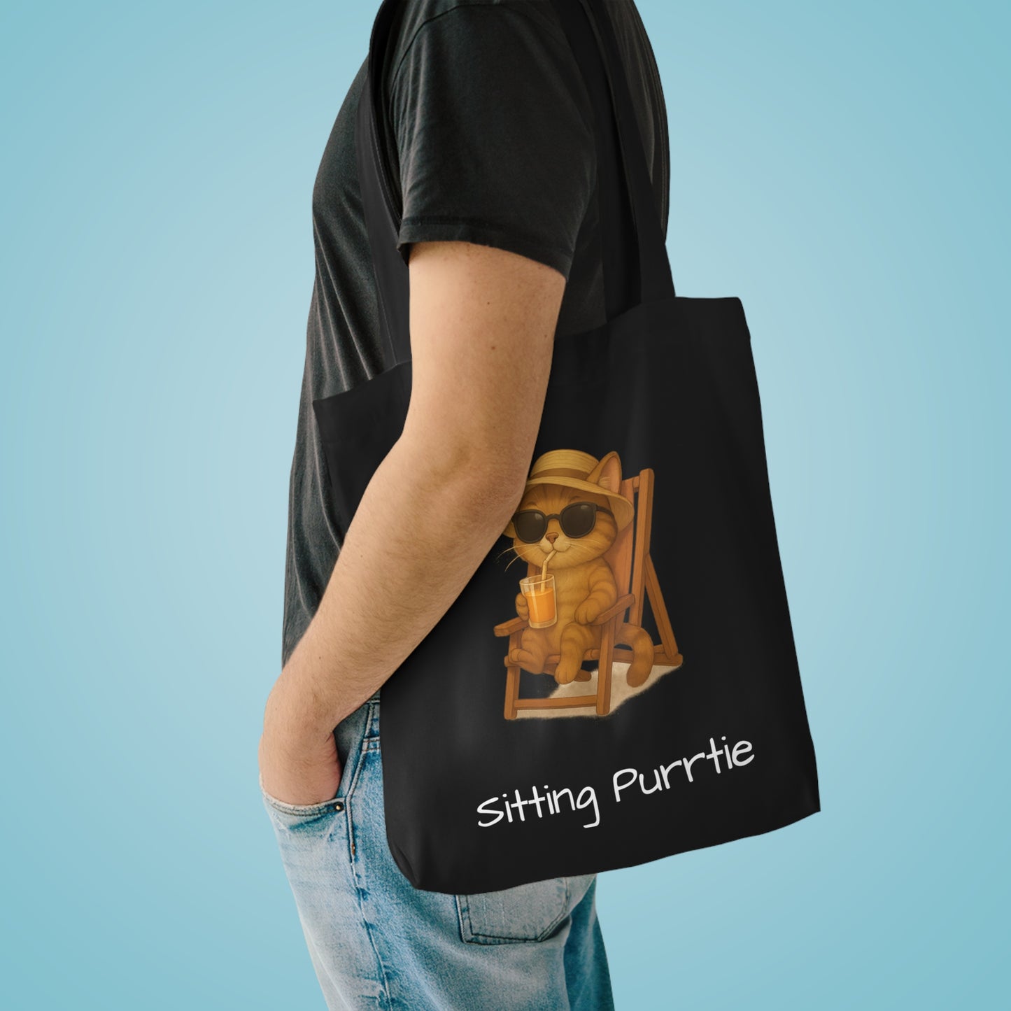 Cat Tote Bag – "Sitting Purrtie" Eco-Friendly Cotton Tote for Cat Lovers