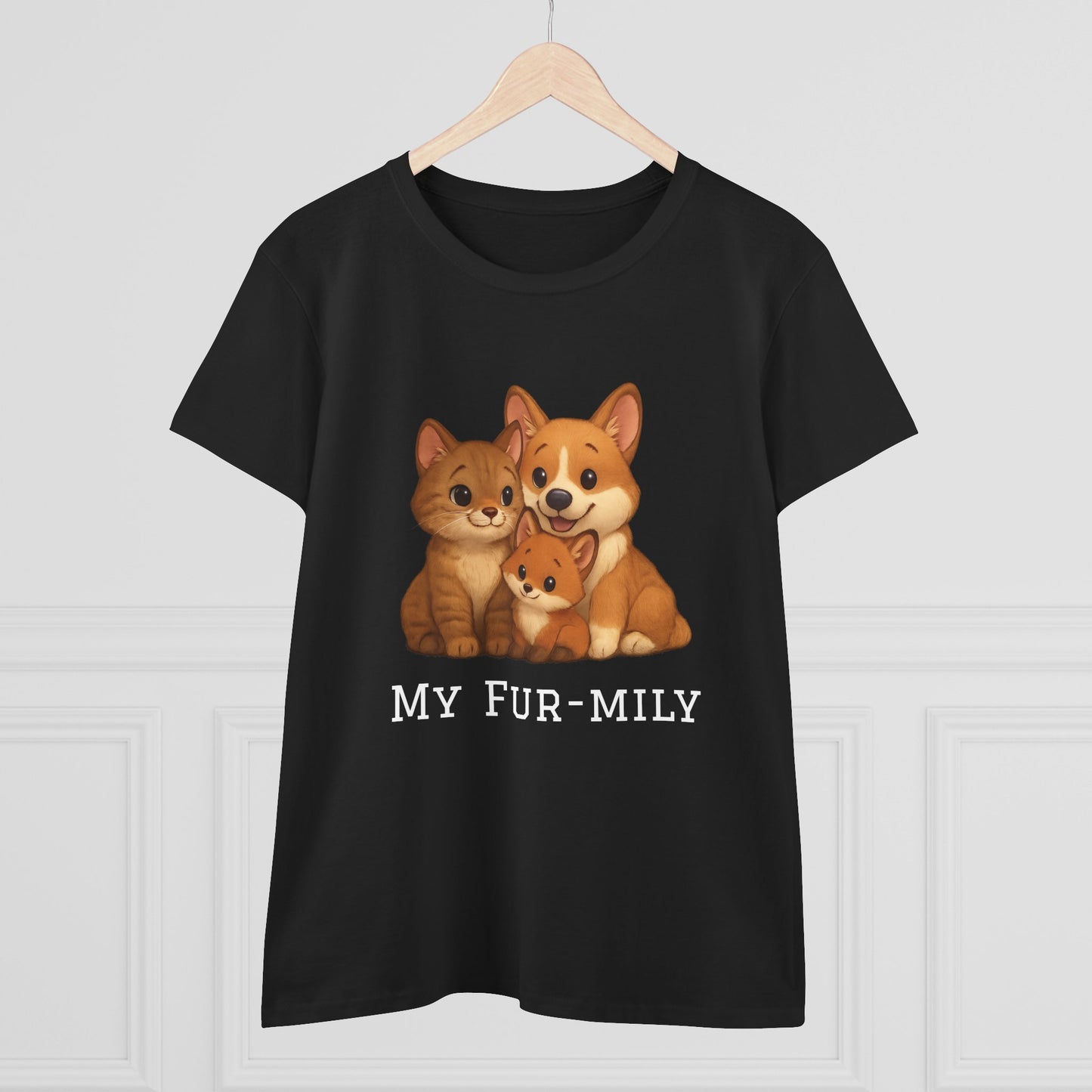 Pet Lover T-Shirt – "My Fur-mily" Cat & Dog Graphic Tee