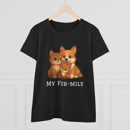 Pet Lover T-Shirt – "My Fur-mily" Cat & Dog Graphic Tee