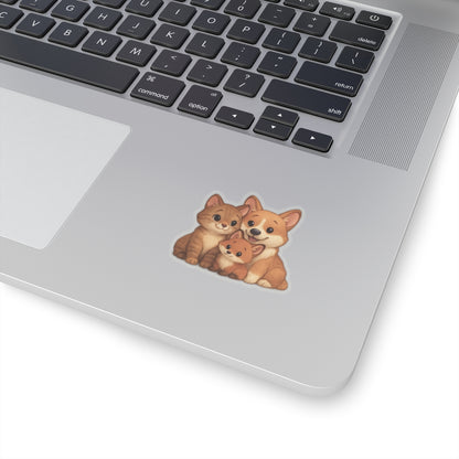 Animal Sticker – "Fur-mily Friends" Corgi & Cat Kiss-Cut Vinyl for Laptops & Gifts