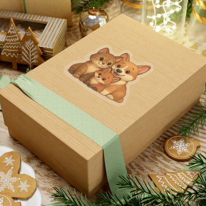 Animal Sticker – "Fur-mily Friends" Corgi & Cat Kiss-Cut Vinyl for Laptops & Gifts