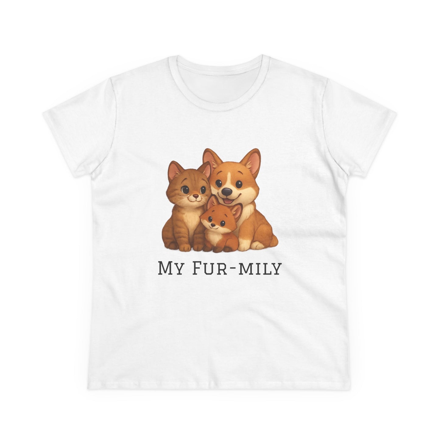Pet Lover T-Shirt – "My Fur-mily" Cat & Dog Graphic Tee