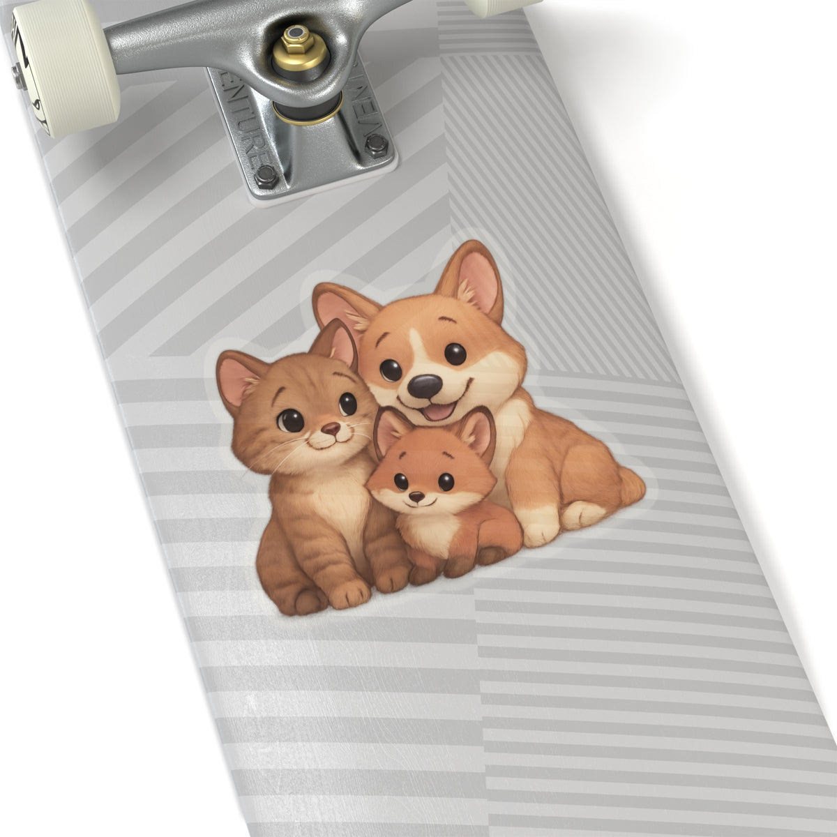 Animal Sticker – "Fur-mily Friends" Corgi & Cat Kiss-Cut Vinyl for Laptops & Gifts