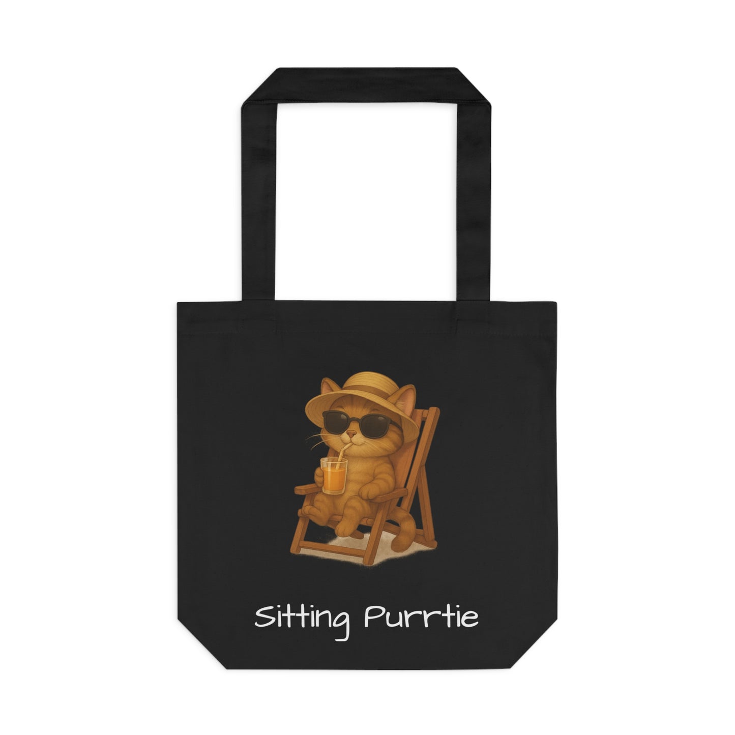 Cat Tote Bag – "Sitting Purrtie" Eco-Friendly Cotton Tote for Cat Lovers