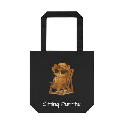 Cat Tote Bag – "Sitting Purrtie" Eco-Friendly Cotton Tote for Cat Lovers