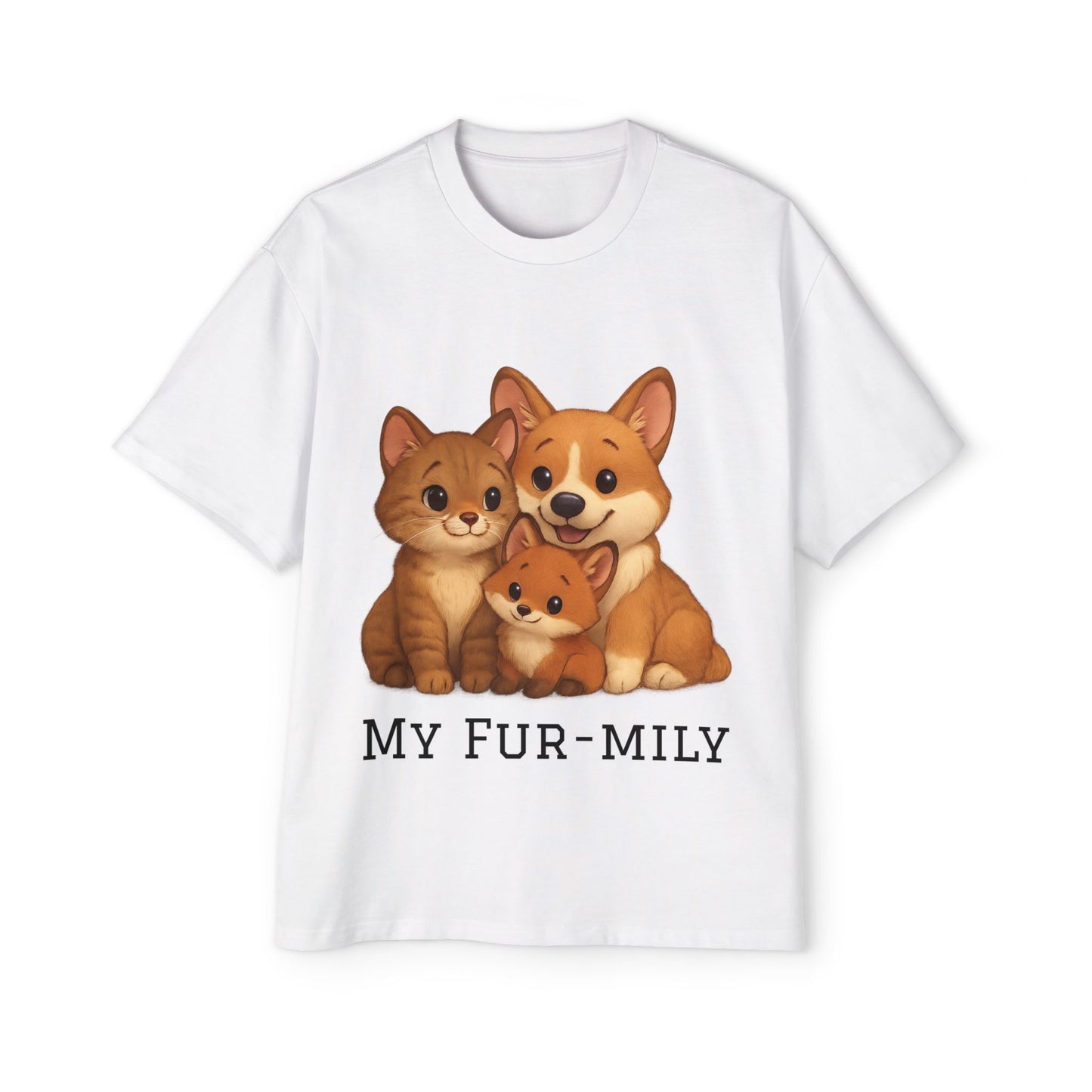 Men's Oversized T-Shirt – "My Fur-mily" Pet Lover Graphic Tee