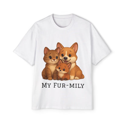 Men's Oversized T-Shirt – "My Fur-mily" Pet Lover Graphic Tee