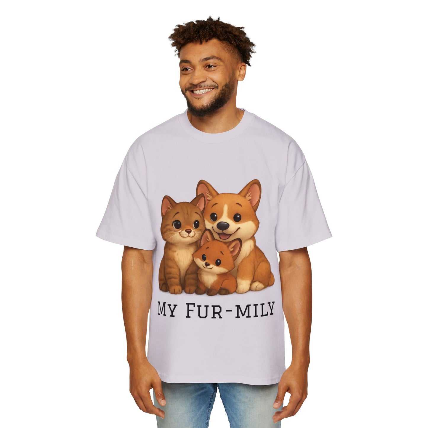 Men's Oversized T-Shirt – "My Fur-mily" Pet Lover Graphic Tee