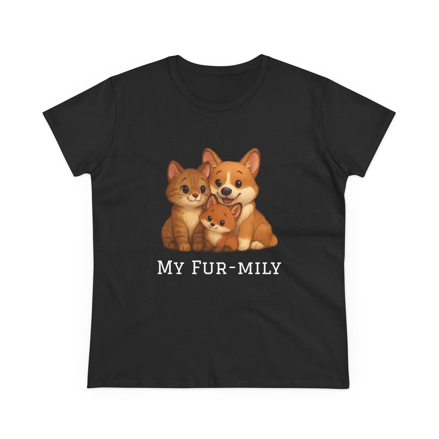 Pet Lover T-Shirt – "My Fur-mily" Cat & Dog Graphic Tee
