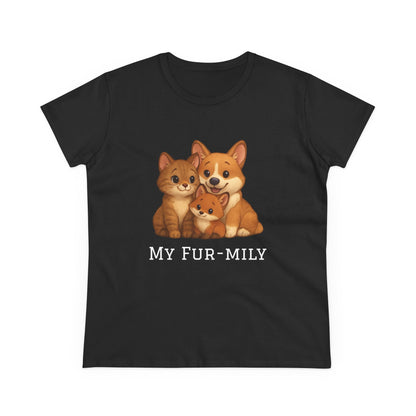 Pet Lover T-Shirt – "My Fur-mily" Cat & Dog Graphic Tee