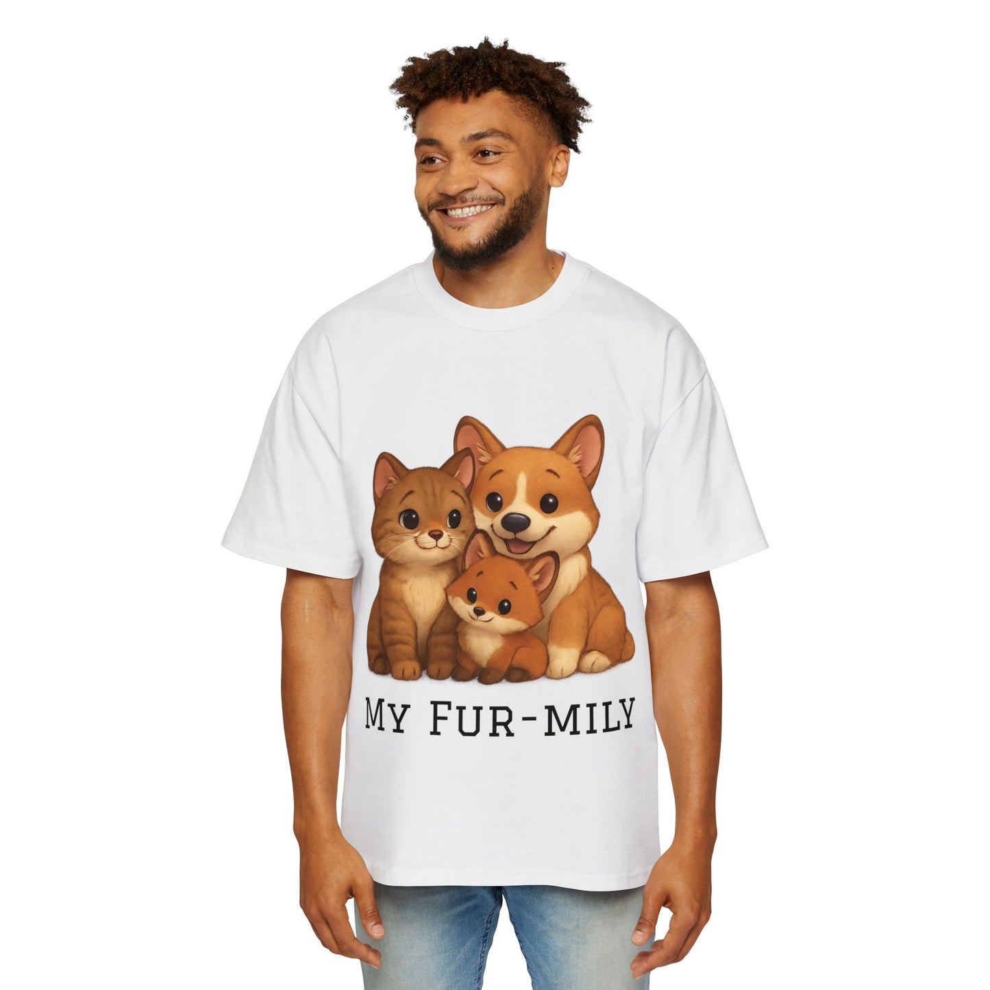 Men's Oversized T-Shirt – "My Fur-mily" Pet Lover Graphic Tee