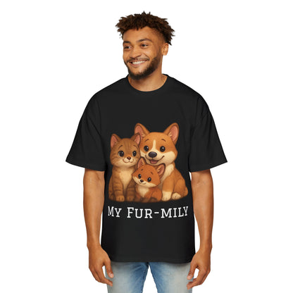 Men's Oversized T-Shirt – "My Fur-mily" Pet Lover Graphic Tee