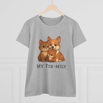 Pet Lover T-Shirt – "My Fur-mily" Cat & Dog Graphic Tee