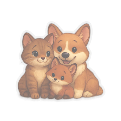 Animal Sticker – "Fur-mily Friends" Corgi & Cat Kiss-Cut Vinyl for Laptops & Gifts