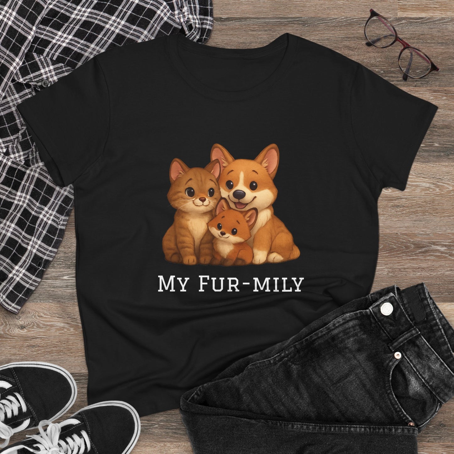 Pet Lover T-Shirt – "My Fur-mily" Cat & Dog Graphic Tee