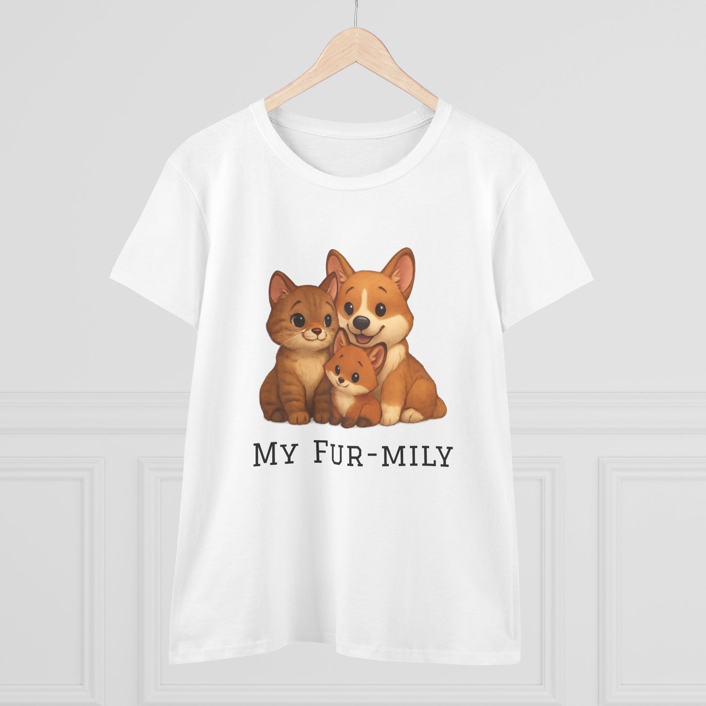 Pet Lover T-Shirt – "My Fur-mily" Cat & Dog Graphic Tee