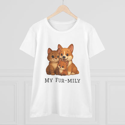 Pet Lover T-Shirt – "My Fur-mily" Cat & Dog Graphic Tee