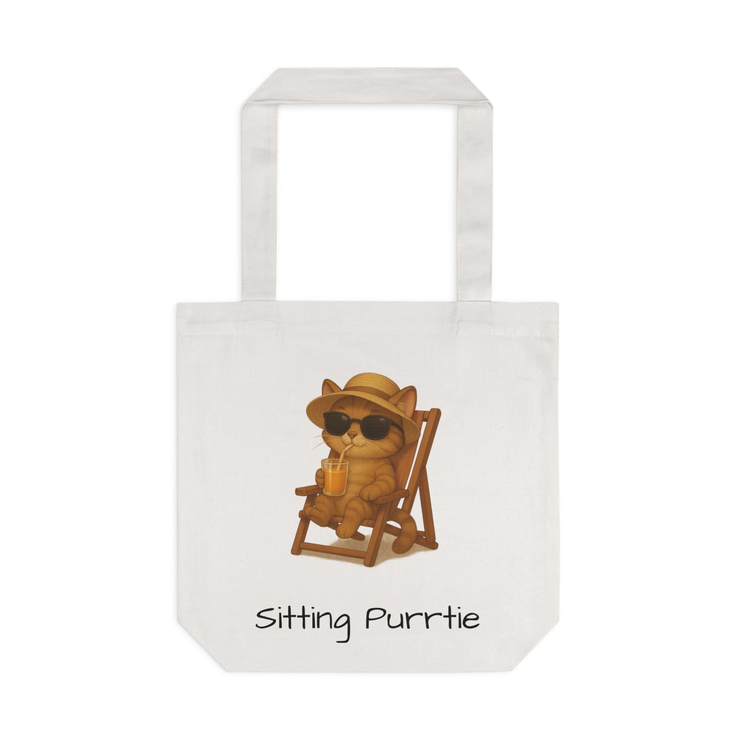 Cat Tote Bag – "Sitting Purrtie" Eco-Friendly Cotton Tote for Cat Lovers